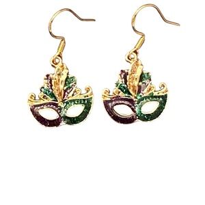 Mardi Gras Theme Mask Dangle Earrings